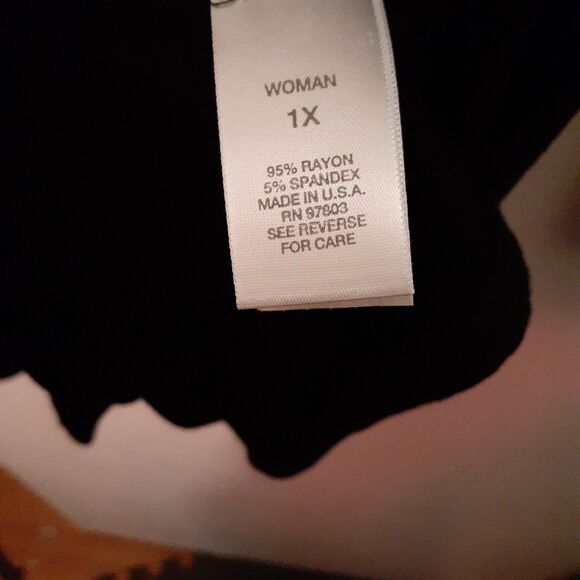 DressBarn Black Beige Knit Top Women's 1x New Nwt Scoop Neck - Picture 4 of 5